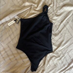 Aritzia Black One-Shoulder Bodysuit